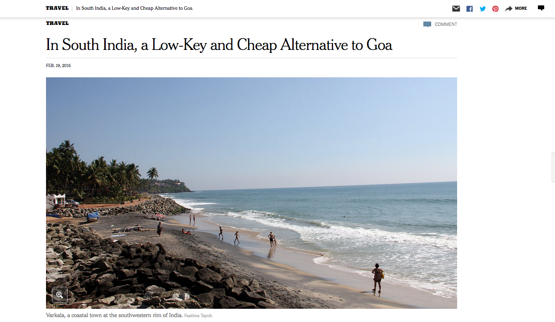 New York Times: In South India, a Low-Key and Cheap Alternative to Goa