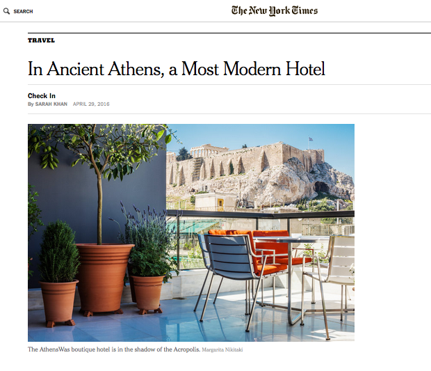 New York Times: In Ancient Athens, a Most Modern Hotel