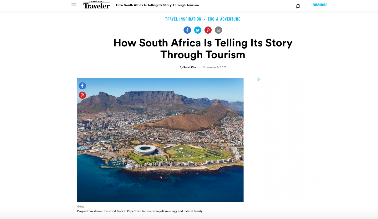 Condé Nast Traveler: How South Africa Is Telling Its Story Through Tourism