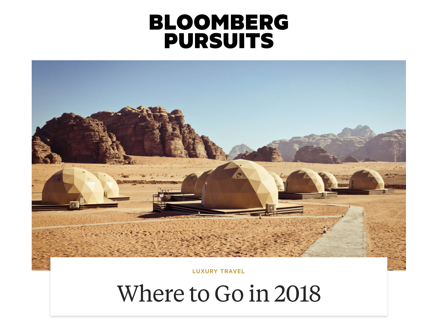 Bloomberg Pursuits: Where to Go in 2018
