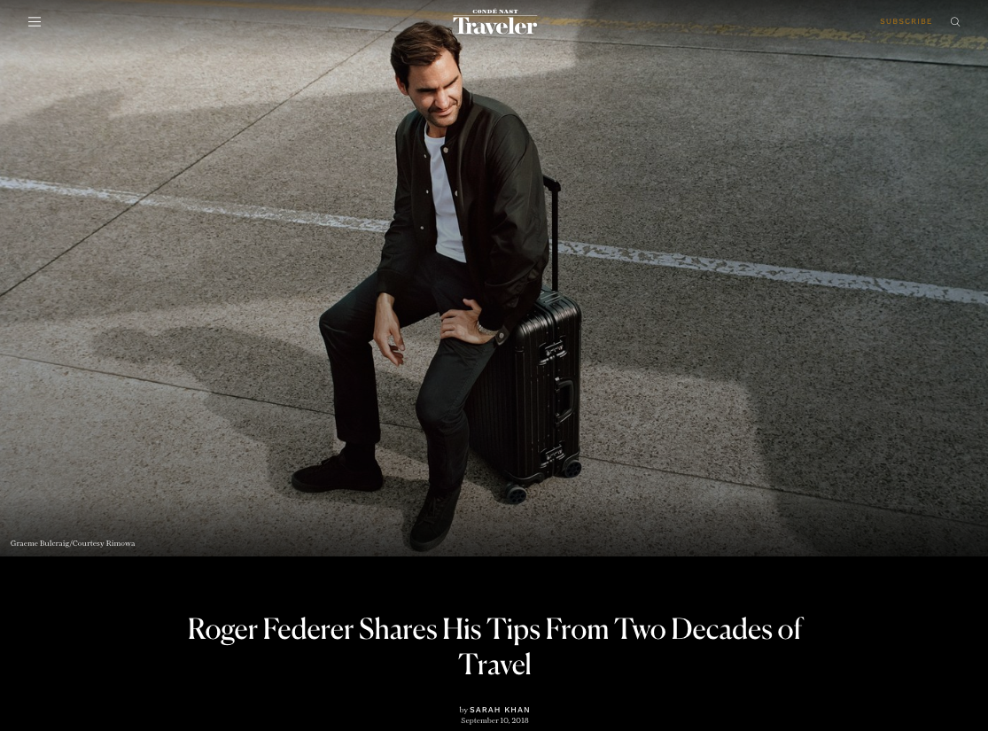 Condé Nast Traveler: Roger Federer Shares His Tips from Two Decades of Travel