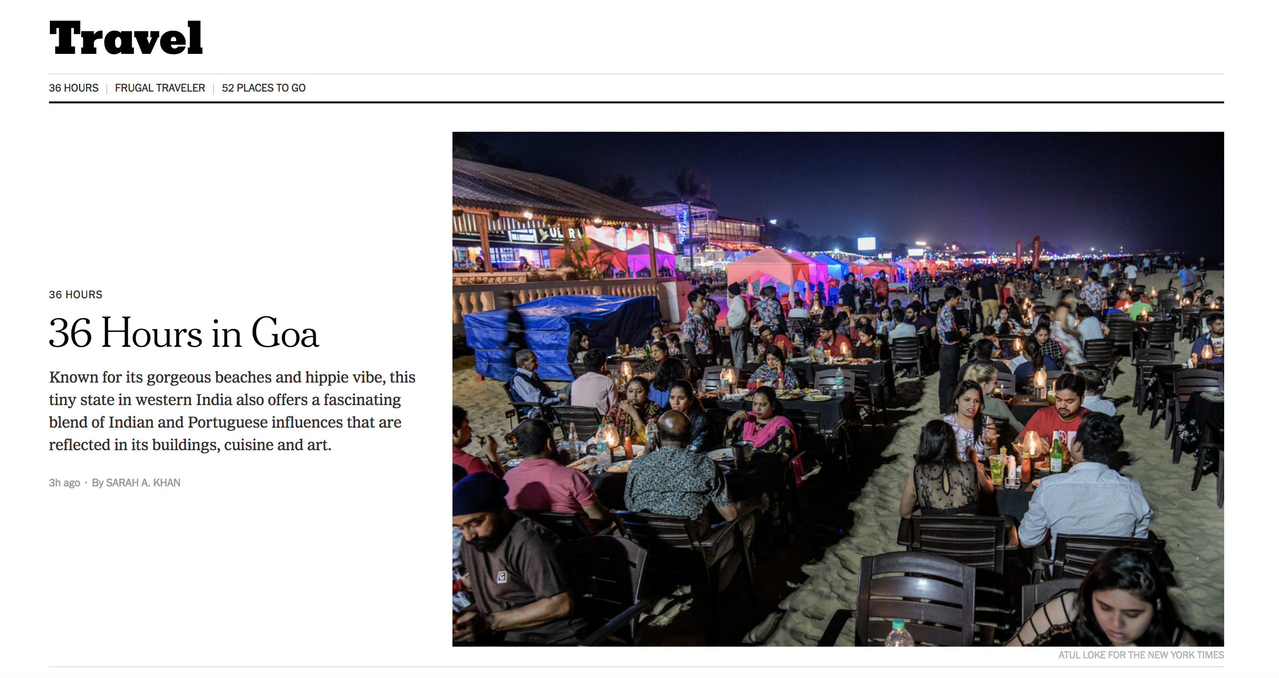 New York Times: 36 Hours in Goa