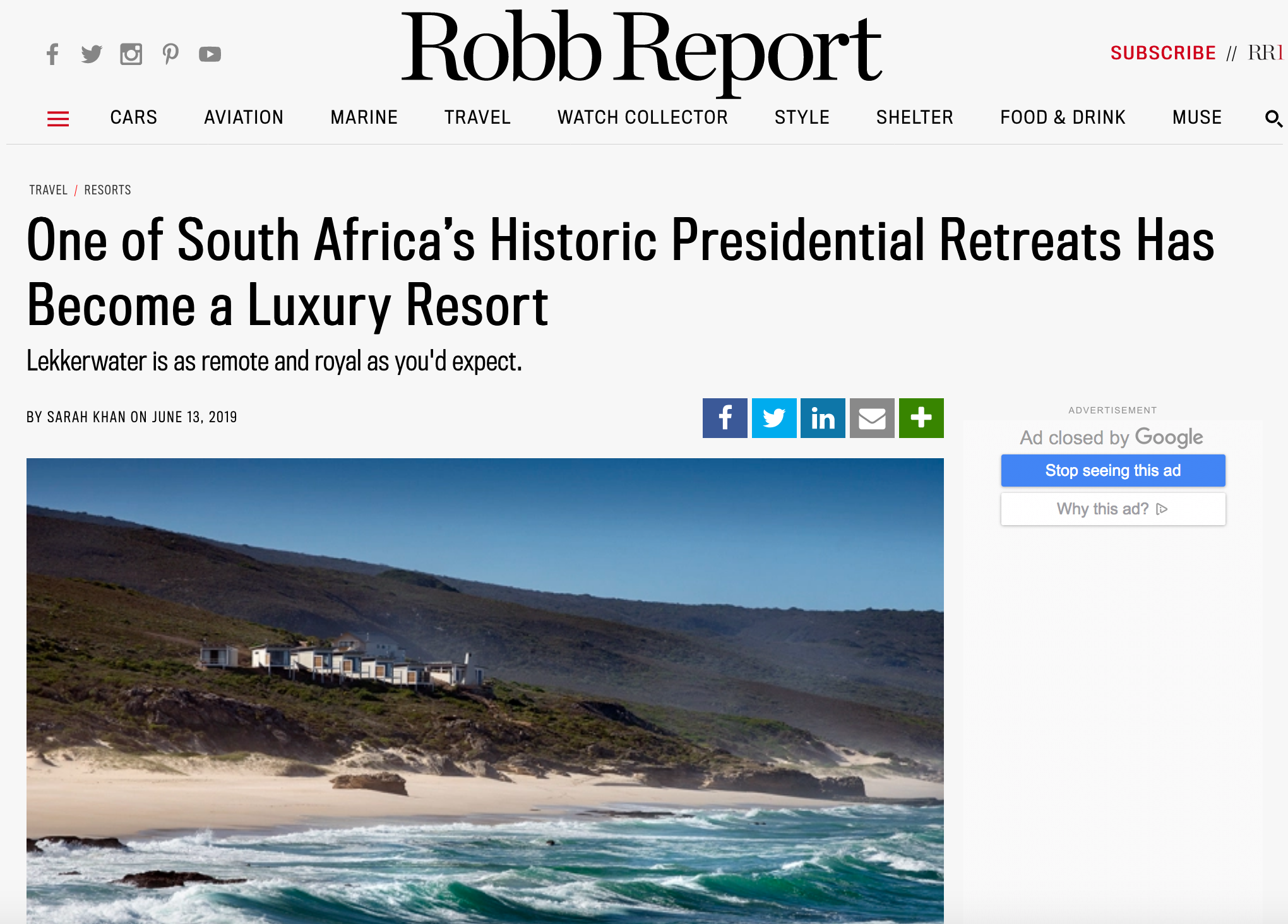 Robb Report: One of South Africaâ€™s Historic Presidential Retreats Has Become a Luxury Resort