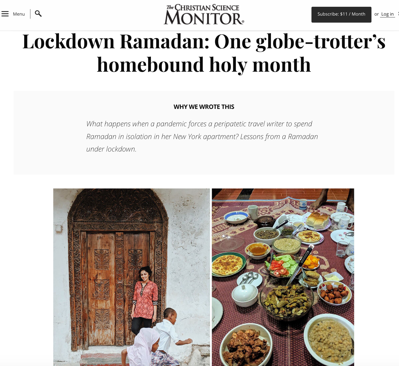 Christian Science Monitor: Lockdown Ramadan: One globe-trotter’s homebound holy month