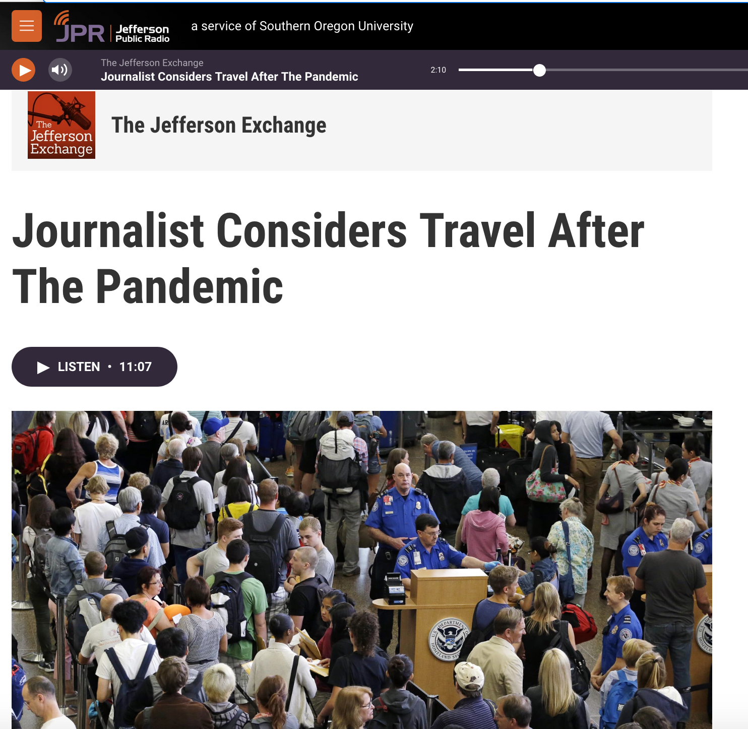Jefferson Exchange: Journalist considers travel after the pandemic