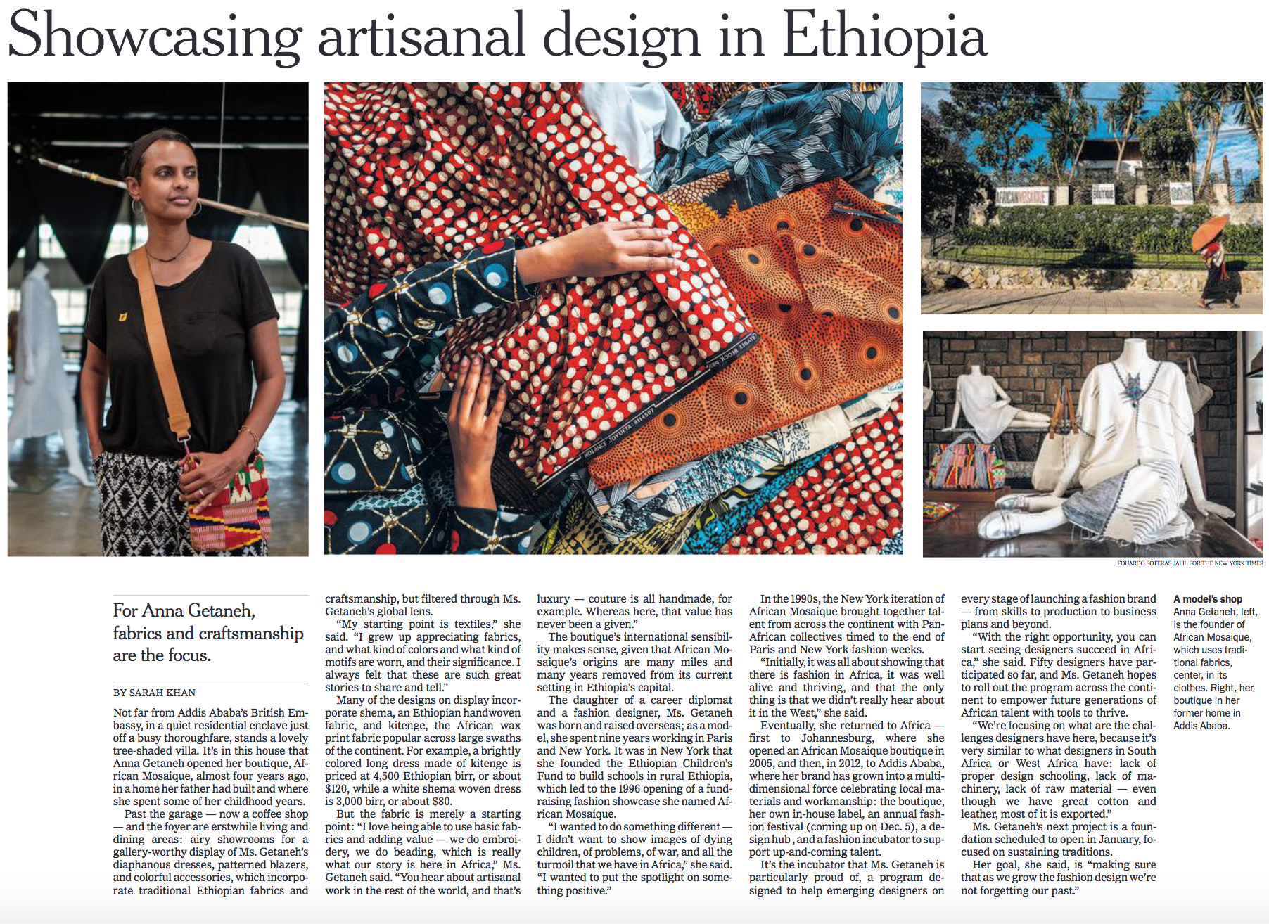 New York Times: An Ethiopian Boutique Showcasing Artisanal Design