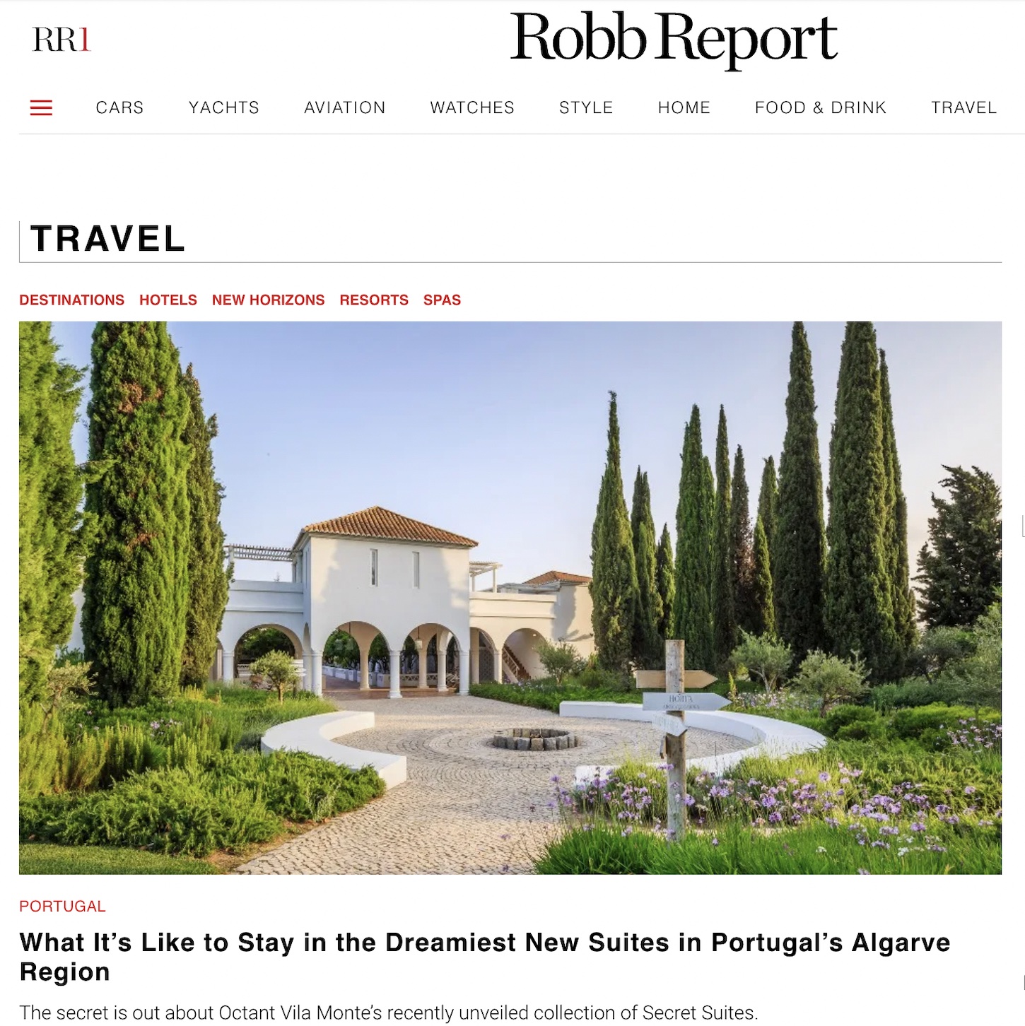 Robb Report: What It’s Like to Stay in the Dreamiest New Suites in Portugal’s Algarve Region