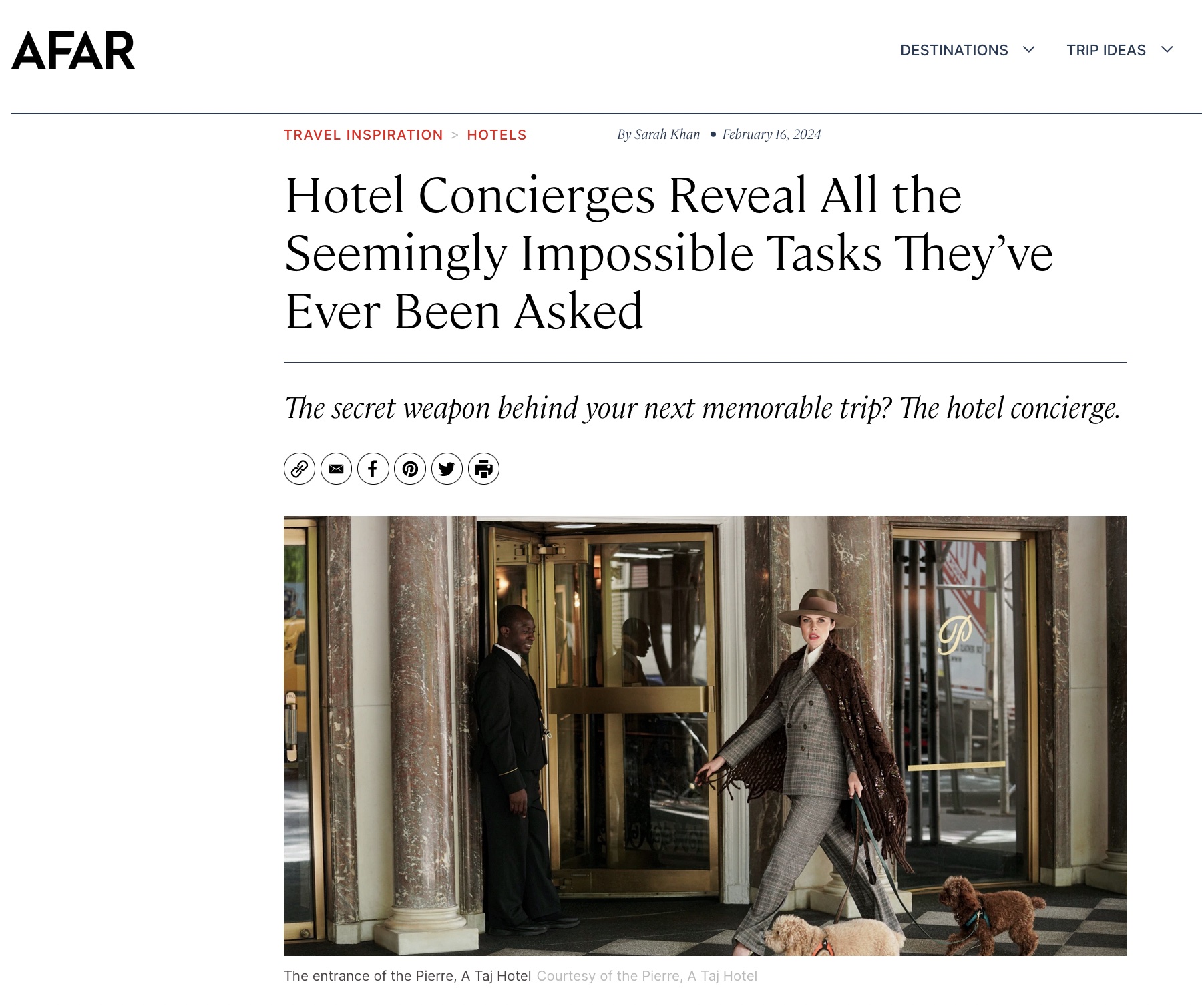 Afar: Hotel Concierges Reveal All the Seemingly Impossible Tasks They’ve Ever Been Asked