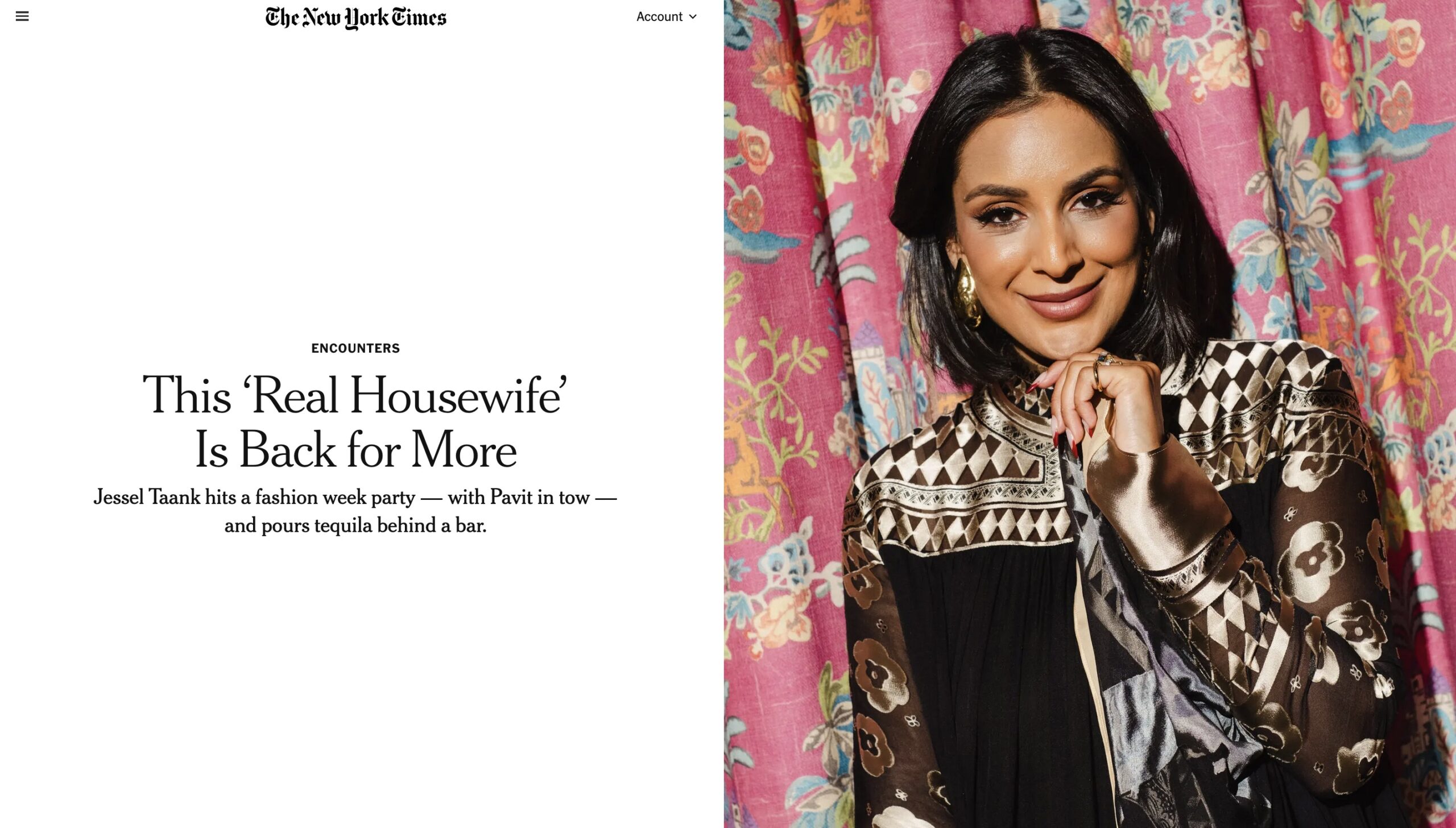 New York Times: This ‘Real Housewife’ Is Back for More