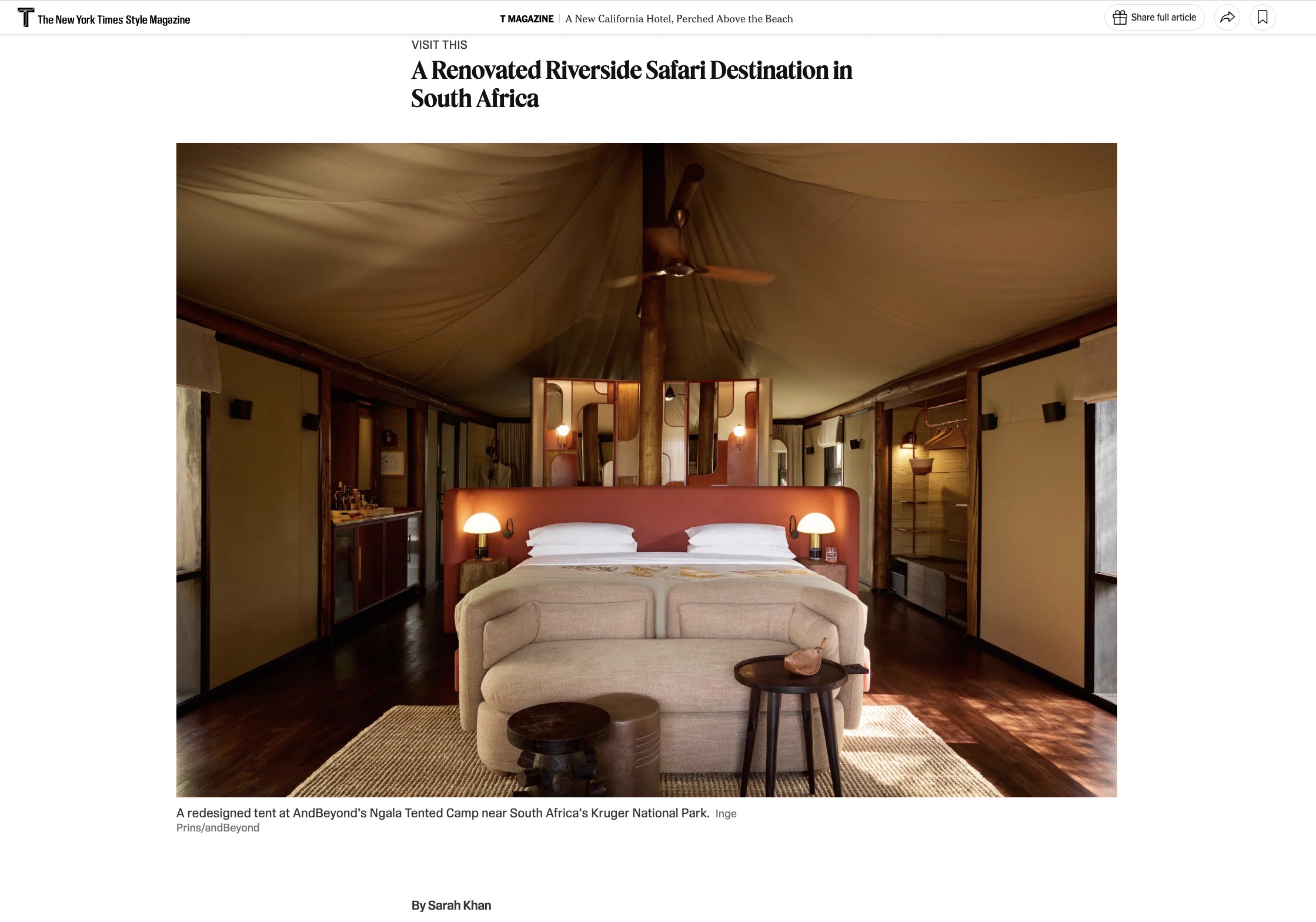 T Magazine: A Renovated Riverside Safari Destination in South Africa