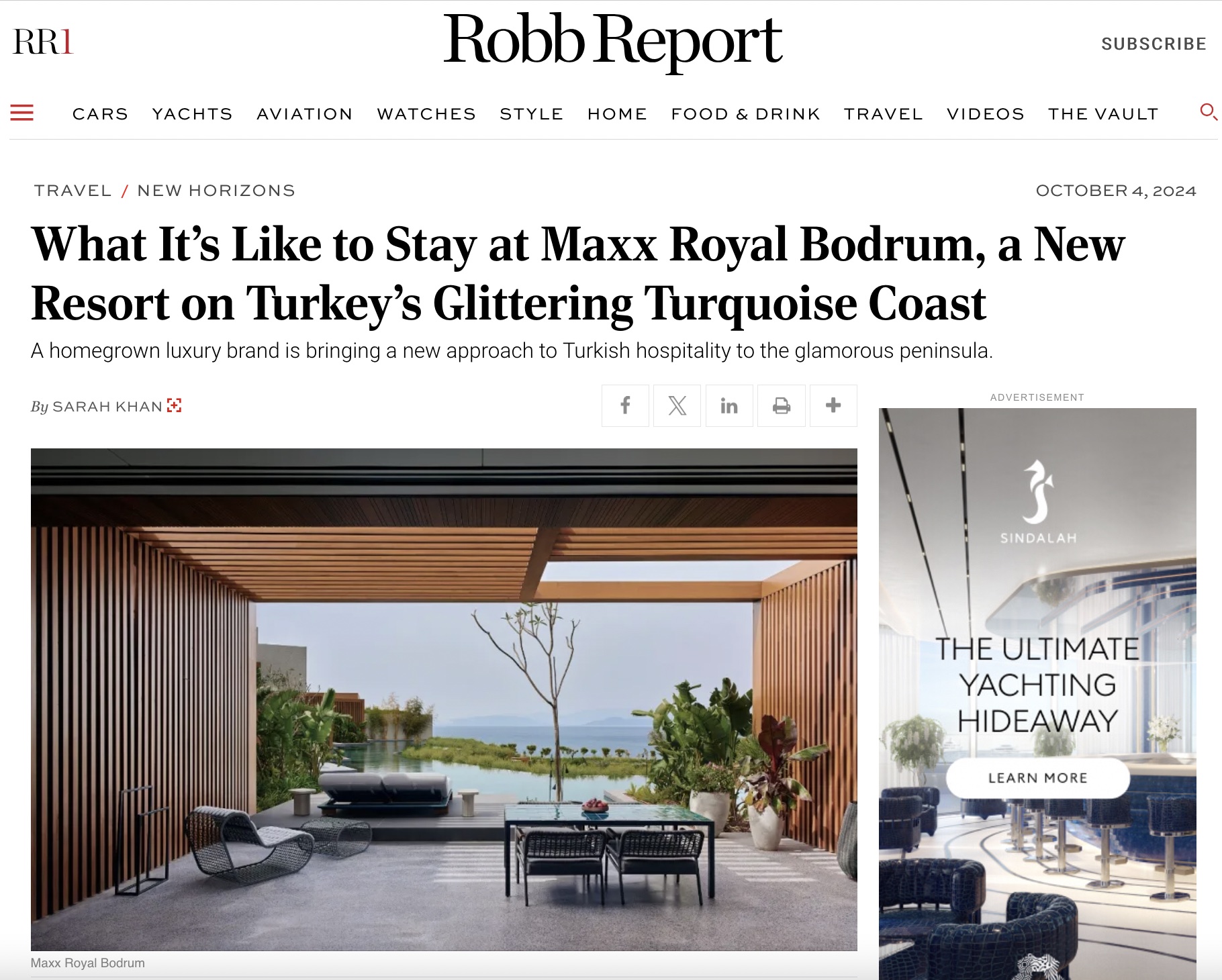 Robb Report: What It’s Like to Stay at Maxx Royal Bodrum