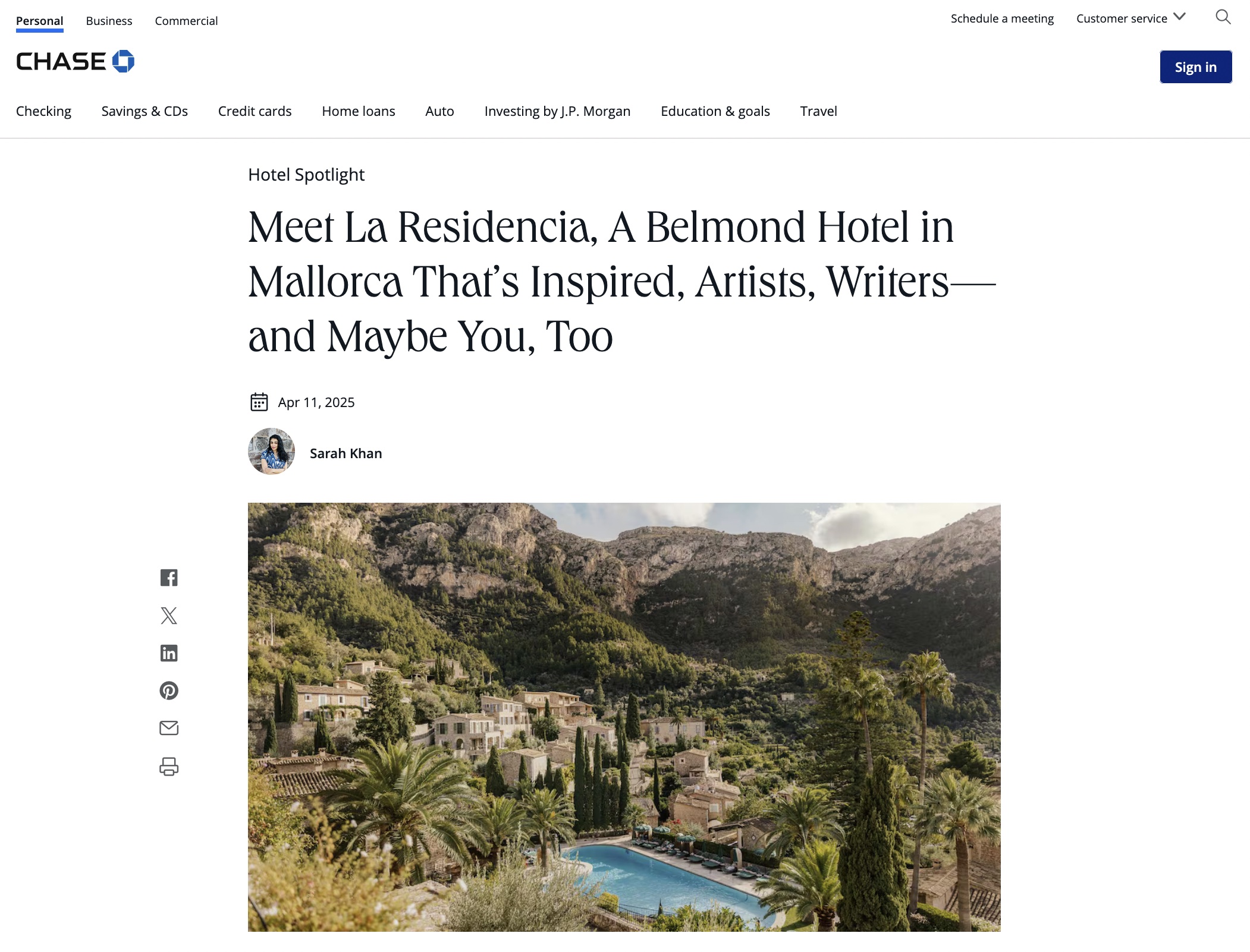 Chase Travel: Meet La Residencia, A Belmond Hotel in Mallorica
