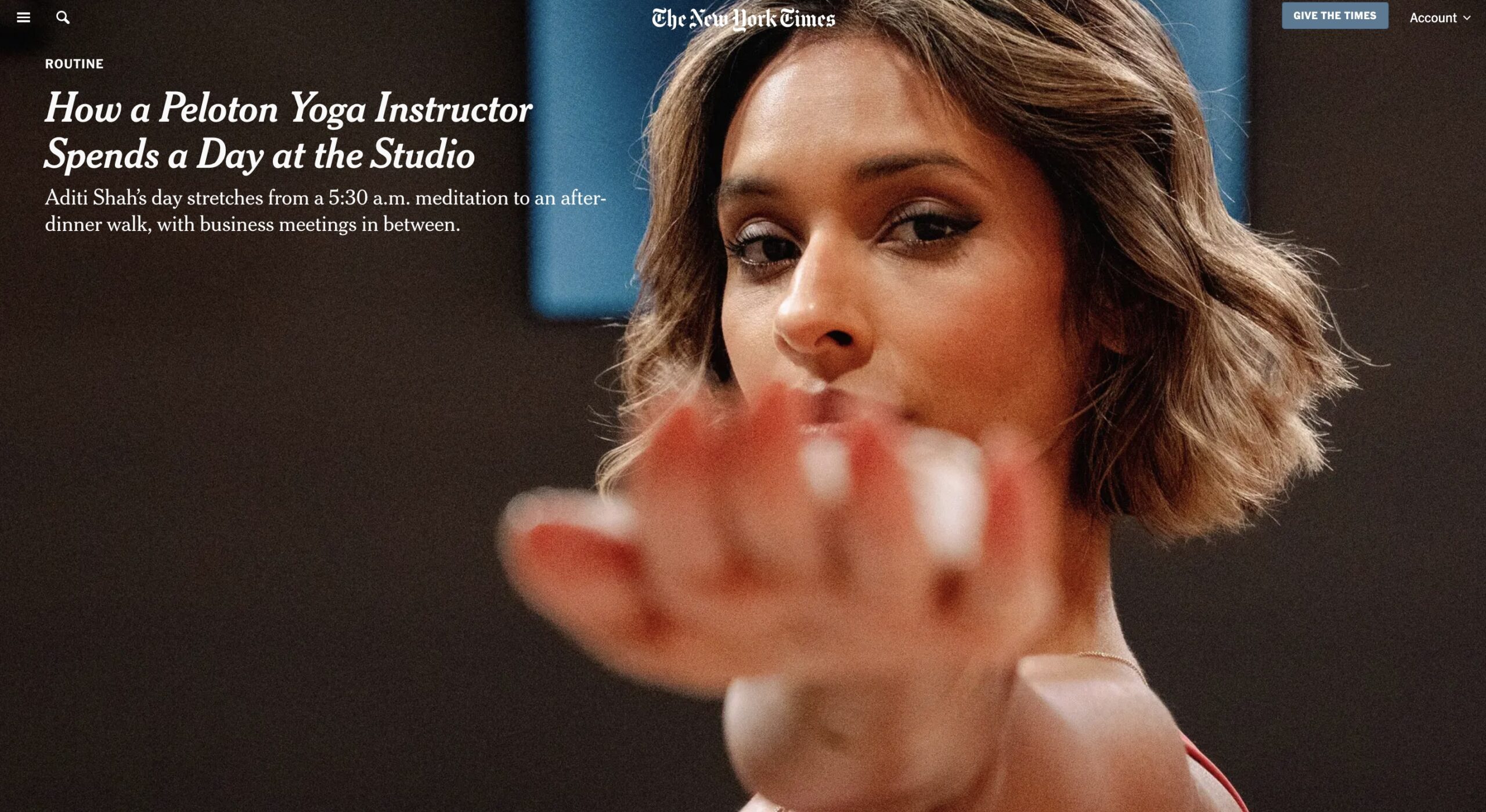 New York Times: How a Peloton Yoga Instructor Spends a Day at the Studio
