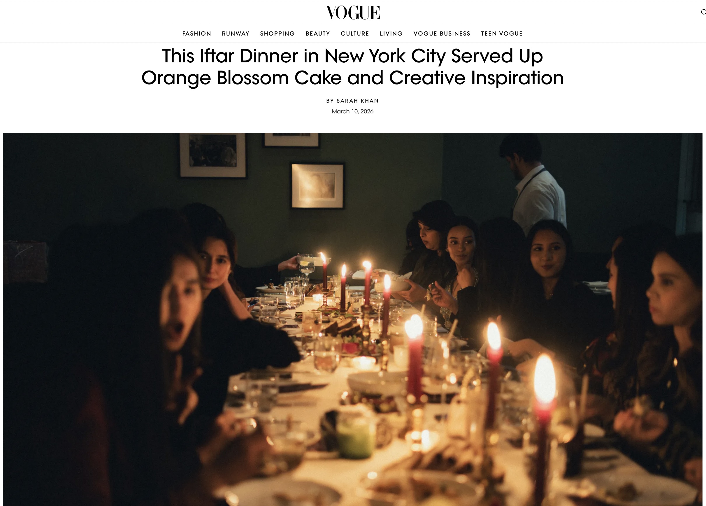 Vogue: This Iftar Dinner in New York City Served Up Orange Blossom Cake and Creative Inspiration