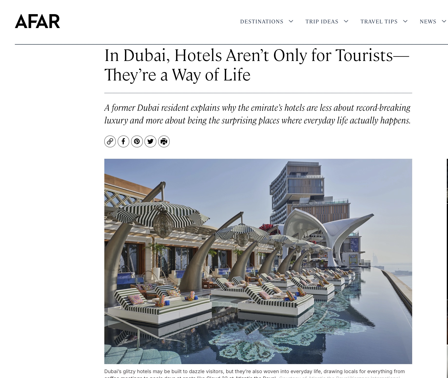Afar: In Dubai, Hotels Aren’t Only for Tourists—They’re a Way of Life